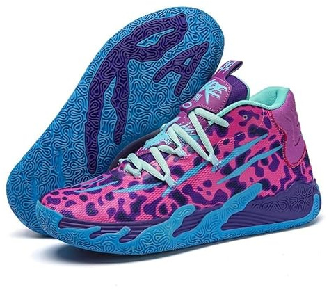 LJFIWY Herren High-Top-Basketballschuhe, Gummisohle, rutschfeste Sportschuhe, Outdoor-Training, Basketballstiefel, Geschenk (Rosa, Größe 40)