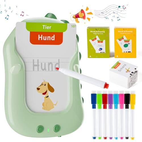 Tarjetas de aprendizaje de habla alemana para niños pequeños, 336 palabras visuales, juegos de escritura y ortografía, actividades de aprendizaje para niños pequeños en edad preescolar y guardería,
