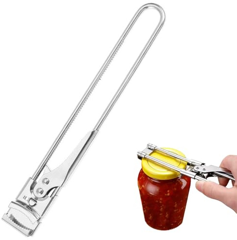 Yilceemy Apriscatole Manuale, Apribarattoli Di Vetro Regolabile in Acciaio Inox, Apriscatole Universale, per Anziani, Donne, Bambino, Artrite (22.5×3cm)