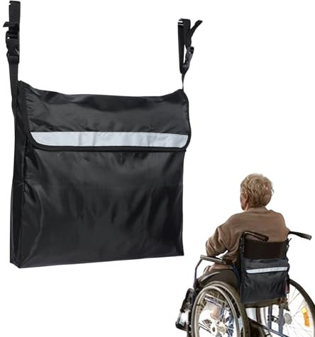 Windfromort Borsa per Sedia a Rotelle Impermeabile – Wheelchair Bag 45×40×7.5cm – Zaino per Sedia a Rotelle con Band Reflective per Maniglie (Nero)