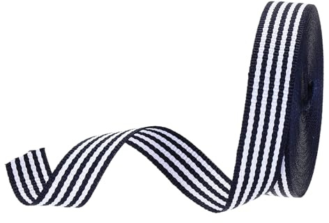 PATIKIL Nastro Gros-grain A Righe Blu Navy E Bianco 5/8 10 Iarde Design A Doppia Faccia In Poliestere Per Fiocchi Regali Decorazioni Natalizie Fai Da Te