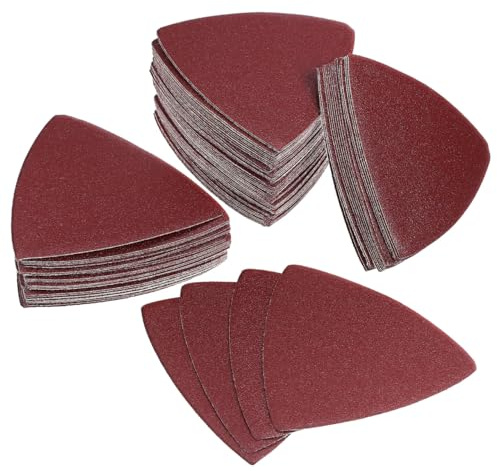 HOLIDYOYO Triangle Sanding Pads 3.26 in Self Adhesive Sand Paper for Oscillating Tool Detail Sander Sandpaper for Corner Access Multi Tool Sanding Pad for Woodworking and Surface Prep