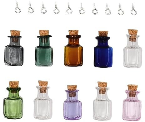Garneck 10piezas Botellas De Vidrio Con Corcho Minibotella De Vidrio Vacía Tarro De Almacenamiento Para Decoración De Botellas Deseos Contenedor De Perfume