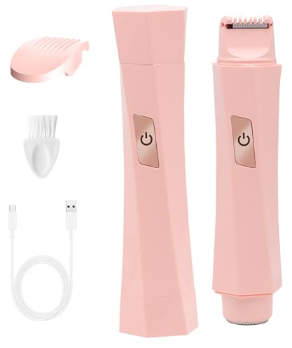 OBEST Afeitadora íntima para mujer 2 en 1 de doble cabeza, afeitadora eléctrica para mujer, recortadora para cara, piernas y brazos, IPX7 resistente al agua, húmedo/seco, recargable, 120 minutos de