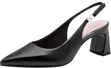 Tamaris Escarpin à bride arrière pour femme à talon bloc en cuir noir 38 EU