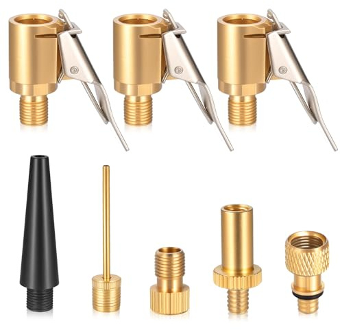 zrfgbxim 3 Pz Adattatore Valvola Presta Bici e 5 Pz Adattatore Pompa Bicicletta, 8mm Leva per Valvola per Auto Pneumatici Palloncini e Cuscini d'Aria Mandrino ad Aria in Ottone per Bosch EasyPump