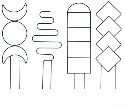 Zeroupshop Confezione da 4 cornici geometriche per piante rampicanti, tralicci in ferro antiruggine, per viti in vaso, pali di supporto per giardino interno, scaffale per fiori nero e oro, 33 x 10 cm