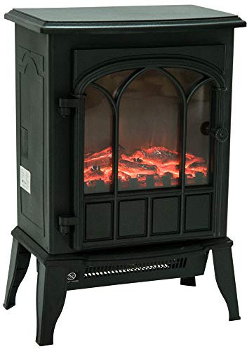 HOMCOM Chimenea Eléctrica 1000W/2000W Chimenea Decorativa con Ventana Efecto de Llama Temperatura Ajustable y Protección Sobrecalentamiento para 15-30 ㎡ 39x23x56,5 cm Negro