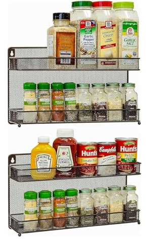 homelikesport Gewürzregal Gewürz-Ständer Kräuterregal Metall Kücheregal für die Küche, für die Schranktür mit 4 Etagen, schwarz