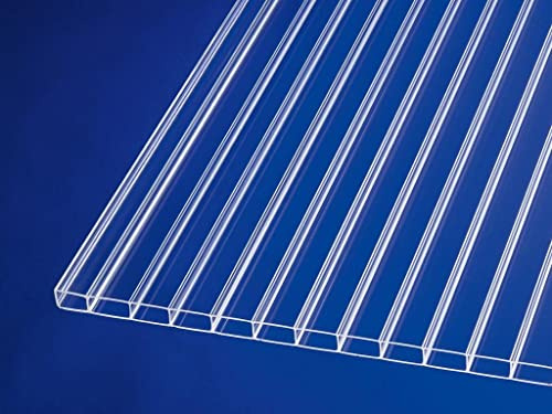 Stegplatte aus Polycarbonat |Doppelstegplatte| longlife Deluxe| 16mm stark |klar | Hagelsicher bis 40mm Hagelkorndurchmesser |Steg 2 Fach | 16/32 980mm x 2500mm (B x T)