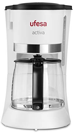 Ufesa CG7123 Activa Cafetera de Goteo, con Capacidad para 12 Tazas o 1'2L, Filtro Permanente, Desconexión Automática, Válvula Antigoteo, 680W, (Función Mantener Caliente)