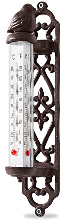 Loberon Thermomètre Binyamin - H/L/P env. 26/9 / 5 cm - Marron - Fer, Marron