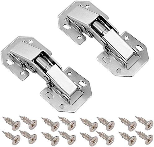 2Pcs 90 Degree Door Hinges Kitchen Cabinet Folding Hinge with Screws Soft Close Furniture Concealed Hinge for Inset Cupboard, Wardrobe Doors
