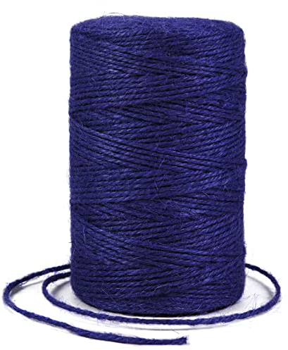 Uiopa Juteschnur 2mm x 200m, Jutegarn Juteseil Hanfseil Gartenschnur Paketschnur Naturfaser, 3-Lagig Jute Schnur für Garten, DIY Basteln, Geschenkverpackung, Weihnachtsdekoration (Blau)