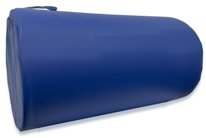 QUIRUMED Cuscino a rullo, 55 x 30 cm, blu, similpelle, imbottitura in gommapiuma, per yoga, per fitness, per massaggi