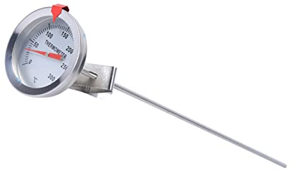 0 ℃ – 300 ℃ Lungo 30,Termometro da Cucina,5 cm, in Acciaio Inox, per Barbecue, con quadrante analogico, Doppia Scala con Clip, per Alimenti, Carne, bollitore per Vino