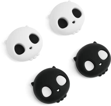 GeekShare Cute Silicone Joycon Thumb Grip Caps, Joystick Cover Compatible with Nintendo Switch / OLED / Switch Lite,4PCS -- Skull (Black & White)