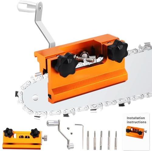 Tragbar Handkurbeln Kettensägenschärfer, Kettensäge Schärfgerät mit 3 Feinschleifkopf, Kettensägenschärfer, Kettensägenschärfgerät Sets für alle Arten von Kettensägen und Elektrosägen
