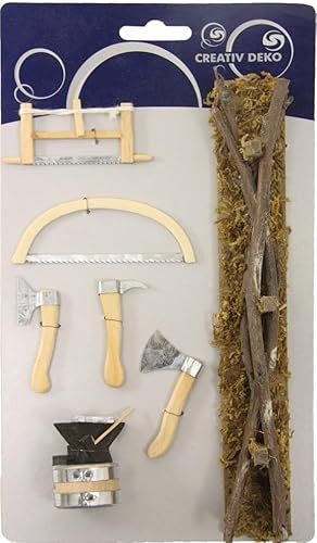 FADEDA 7 tarjetas de accesorios para carpintería/altura: 24 cm/pintadas a mano/detalladas, figuras de belén - decoración de mesa de Navidad