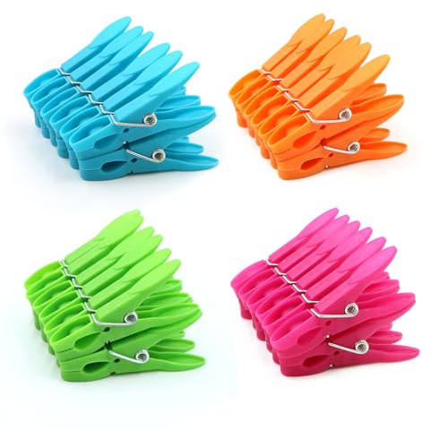 48 Packs Colorful Plastic Clothespins Hangers Clips Clothes Pins Heavy Duty Laundry Clothes Pins Clips with Springs, Air-Drying Clothing Pin Set