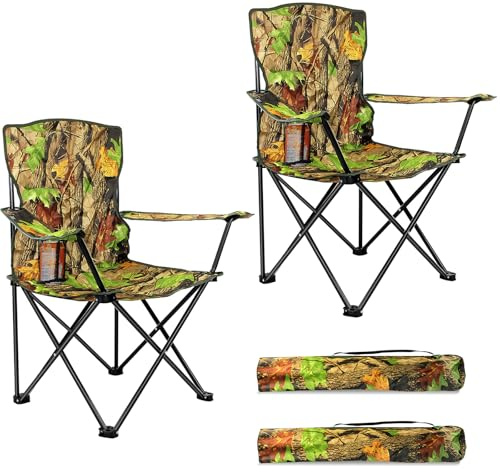 Crystals Set of 2 Folding Camping Chair Heavy Duty Structure, Waterproof & Foldable with Cup Holder & Side Pockets, Ideal for Garden, Fishing, Picnic, Camping & Travel Comfort