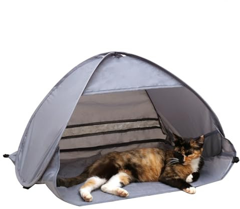 MAIKERDER Katzenzelt, Katzenzelte für Indoor-Katzen, wasserdichtes tragbares Katzenzelt Outdoor Cat Pop Up Zelt für draußen Katzenhöhle Grau