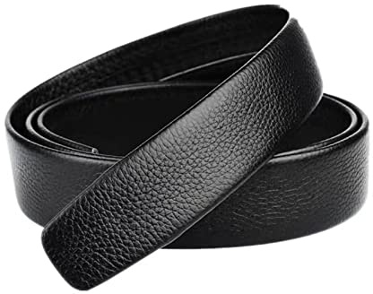 SZYDD Cinturón sin hebilla de cuero auténtico, reversible, para hombre y mujer, negro, talla 119cm x 3.5cm
