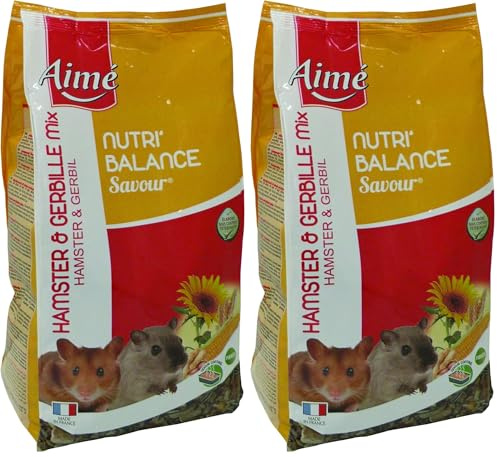Aime Nourriture pour Hamster et Gerbille, NUTRI'BALANCE SAVOUR Mix, Repas mélange varié vitamines et Fibres, 900g (Lot de 2)