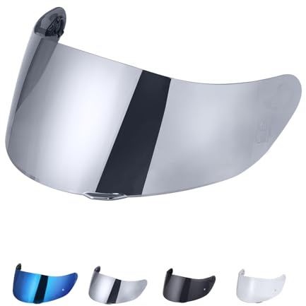 Helmvisier für Agv K1 K3SV K5 Visier, Motorradhelm Visier,Motorrad Windschutz Helm Objektiv Visier Vollgesichts,Helmvisiere Zubehör Ersatz (Chrom Silber)