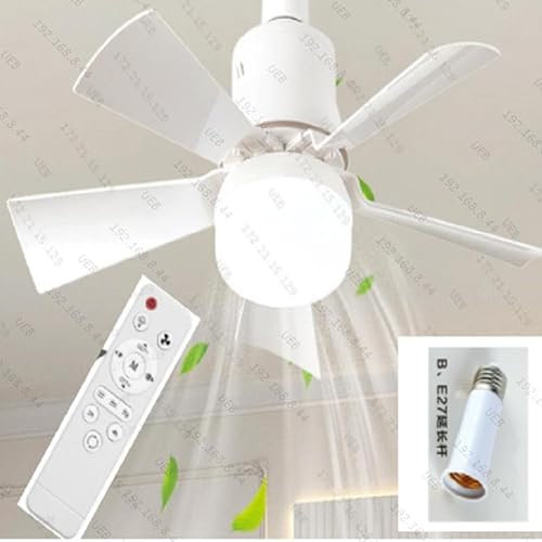 Jobfun Ceiling Fans with Lights and Remote, 15.74IN Socket Fan Light, E27 Base Screw in Ceiling Fan Light, 3 Colors 3000K-6000K Dimmable, 3 Speed Fan Lights Ceiling for Bedroom,Living Room