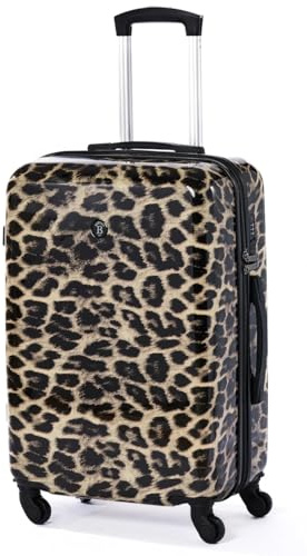 BERTOO Damen-Hartschalenkoffer Leopardo, Größe L (60 l), leichtes Gepäckstück aus ABS+PC mit 4 abnehmbaren 360-mm-Rollen, Zahlenschloss, 65 x 45 x 25 cm