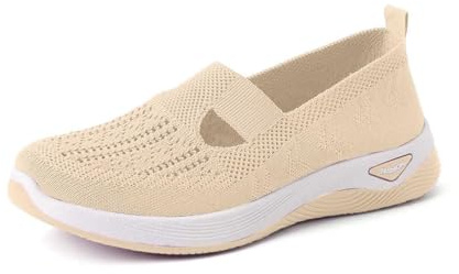 Ortopediska tofflor för kvinnor, slip-on-promenadskor, ortopediska skor, kvinnor, bekväma och lätta, sandaler, andningsbara och halkfria spadar, sneakers, mesh, sport, vandring, Gröna, 40 EU