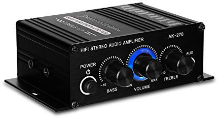 ZJchao AK270 Mini Amplificateur de Puissance Stéréo 2 Canaux, Amplificateur de Son Portable avec Entrée AUX, Amplificateur de Haut-Parleur pour Usage Domestique et Automobile, Alliage