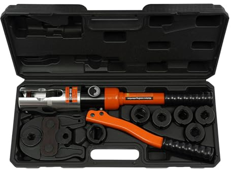 Professionell presstång hydraulisk presstång med 7 x pressningstavar utformad för pressning av kopparrör, hydraulisk presstång V12, V14, V15, V16, V18, V22, V28-set, för rörreparation, ellek
