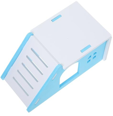 TEHAUX Cabaña para Hámster de PVC Azul, Escondite Decorativo para Jaula, Casa Pequeña para Dormir y Jugar, Accesorio para Mascotas Pequeñas como Chinchillas y Jerbos, Nido Interior