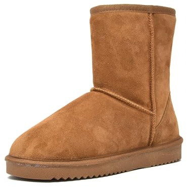 DREAM PAIRS Women's Mid Calf Winter Snow Boots FuzzyClassic Mid Boot,Size 8,Chesnut-Classic