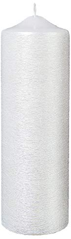 Stumpen Kerze geriffelt Perlmutt gelackt 25 x 8 cm, Kerze zum verzieren von Anlasskerzen, Taufkerzen, Hochzeitskerzen