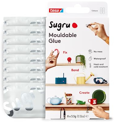 Sugru by tesa - Formbarer Allzweckkleber, 8er-Pack, 8 x 3,5 g, Weiß - vielseitige Klebeknete - zum Reparieren, Kleben und zum Befestigen ohne Bohren