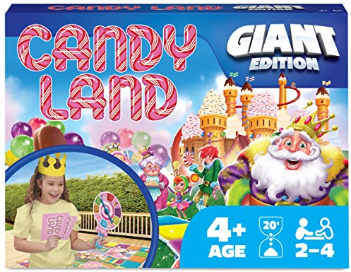 Spin Master Games, Candy Land Giant Edition, Preschool Game for Indoor & Outdoor Fun with Big Oversized Board, for Family and Kids, 2-4 Players, Ages 4 & Up