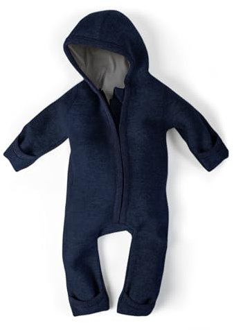 Ehrenkind® WALKOVERALL | Baby Wollwalk-Overalls aus Merino Schurwolle mit Reißverschluss | Walk Wolle Woll-Anzug für Kleinkind und Baby | Blau Gr. 98-104