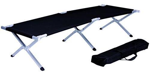 Mojawo Lit de camp avec structure en acier - 190 x 62 x 42 cm - Lit de voyage pliable - Avec sac de transport - Noir