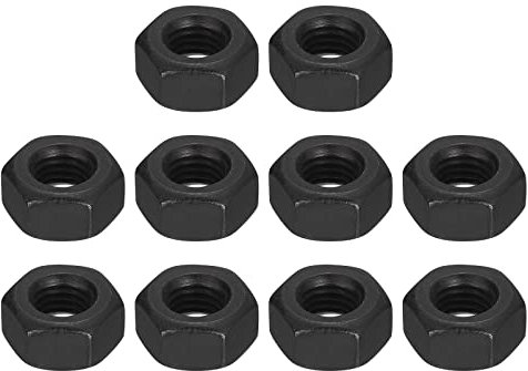 QUARKZMAN 1/4-28 Hexagonales Tuercas, Carbono Acero Grado 8.8 Negro Óxido Hexagonal Tuerca para Tornillo Perno, 10 de Paquete