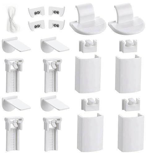 Plissee Klemmträger 4 Set Plissee Halterung Plissee mit 2 Stopfen Klemmen Halterung Ohne Bohren Halterung für Plissees mit Vier Zugbändern Blumenmotiv Ranke Ausbrenner -mit Sie 6M Zugseil