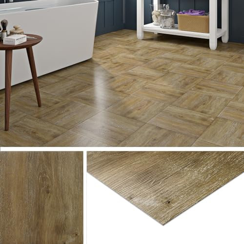 Livelynine Suelo Vinilo Autoadhesivo Madera Roble Impermeable Baldosas Adhesivas Suelo Baño Cocina 30x30CM Suelo Vinilico Autoadhesivo PVC Salon Suelo Laminado Adhesivo para Habitación, 4 Baldosas