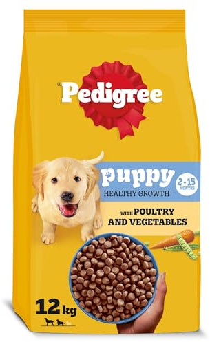 Pedigree Puppy Complete Dog Dry Food for medium size Dogs with Poultry and Rice 12 kg