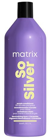 Matrix So Silver Purple Toning Conditioner, For Blondes, Greys and Silvers, Neutralises Yellow Tones, 1L