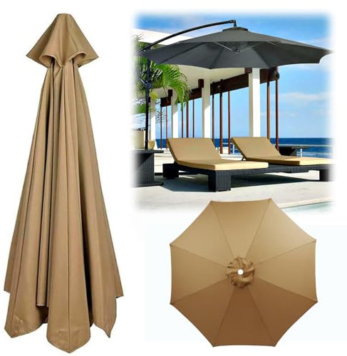 KDHKDFN Toile de Rechange parasol de jardin exterieur deporte 3x3 polyester imperméable 8 Bras Dessus Parapluie Remplacement