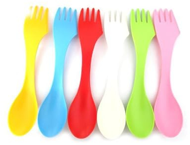 AIYONG 6 Pezzi/Set 3 in 1 Cucchiaio Forchetta Coltello Posate Set, Misto Dolce Colore Della Caramella Portatile Piatti Da, Stoviglie Multifunzionali da Campeggio, Posate da Viaggio