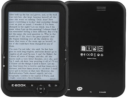 Lettore di Ebook da 6 Pollici, Display in Bianco Nero con Risoluzione 600X800, Livello 16Grigio, 300 Dpi, Multilingue Supportato,Lettore di Ebook Portatile con Copertura