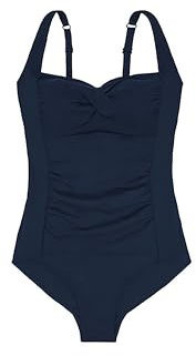 Dorina Fiji Maillot de Bain Sculptant Légèrement Rembourré, sans Fil, Contrôle Moyen, Modelage du Ventre, Détail Torsadé, Bretelles Ajustables, Encre